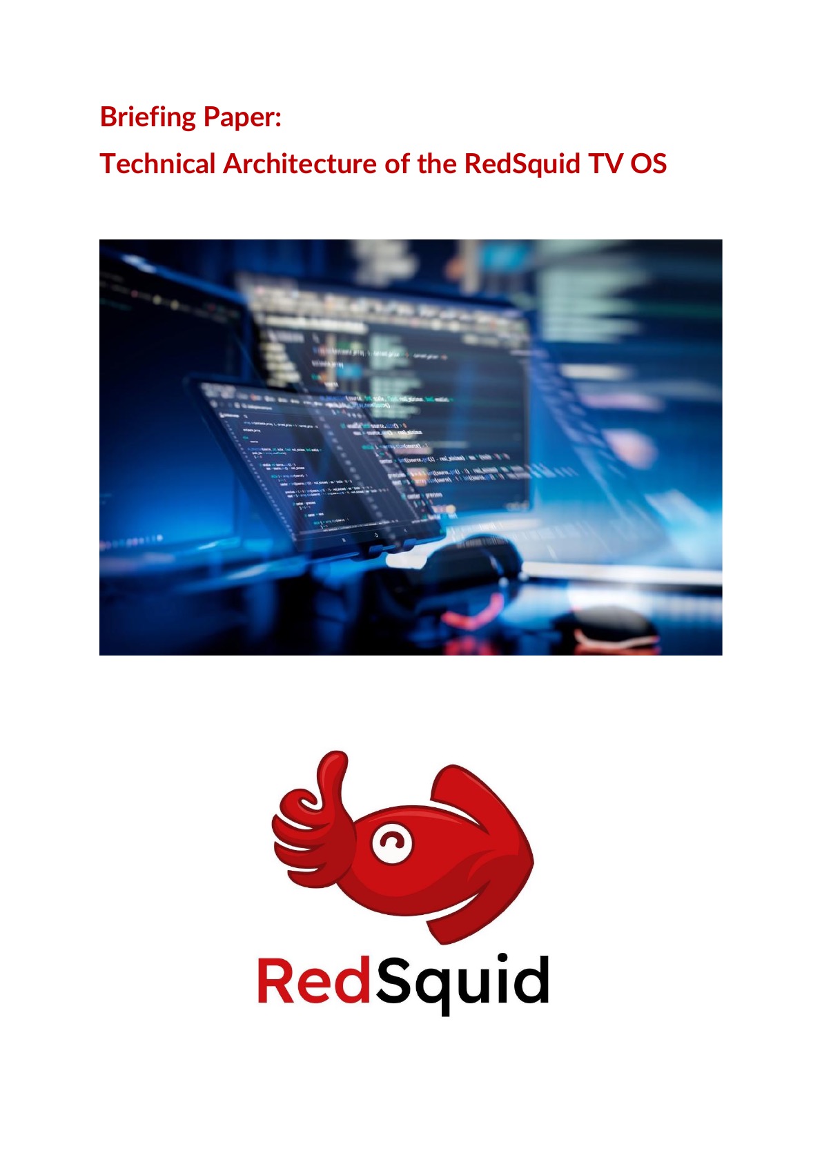 Technical Architecture of RedSquid TV OS briefing paper cover — operator-first TV platform overview